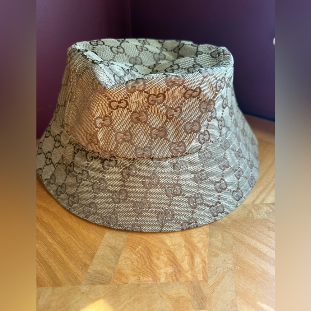 Tan Monogram Bucket Hat NWOT - Picture 3 of 6